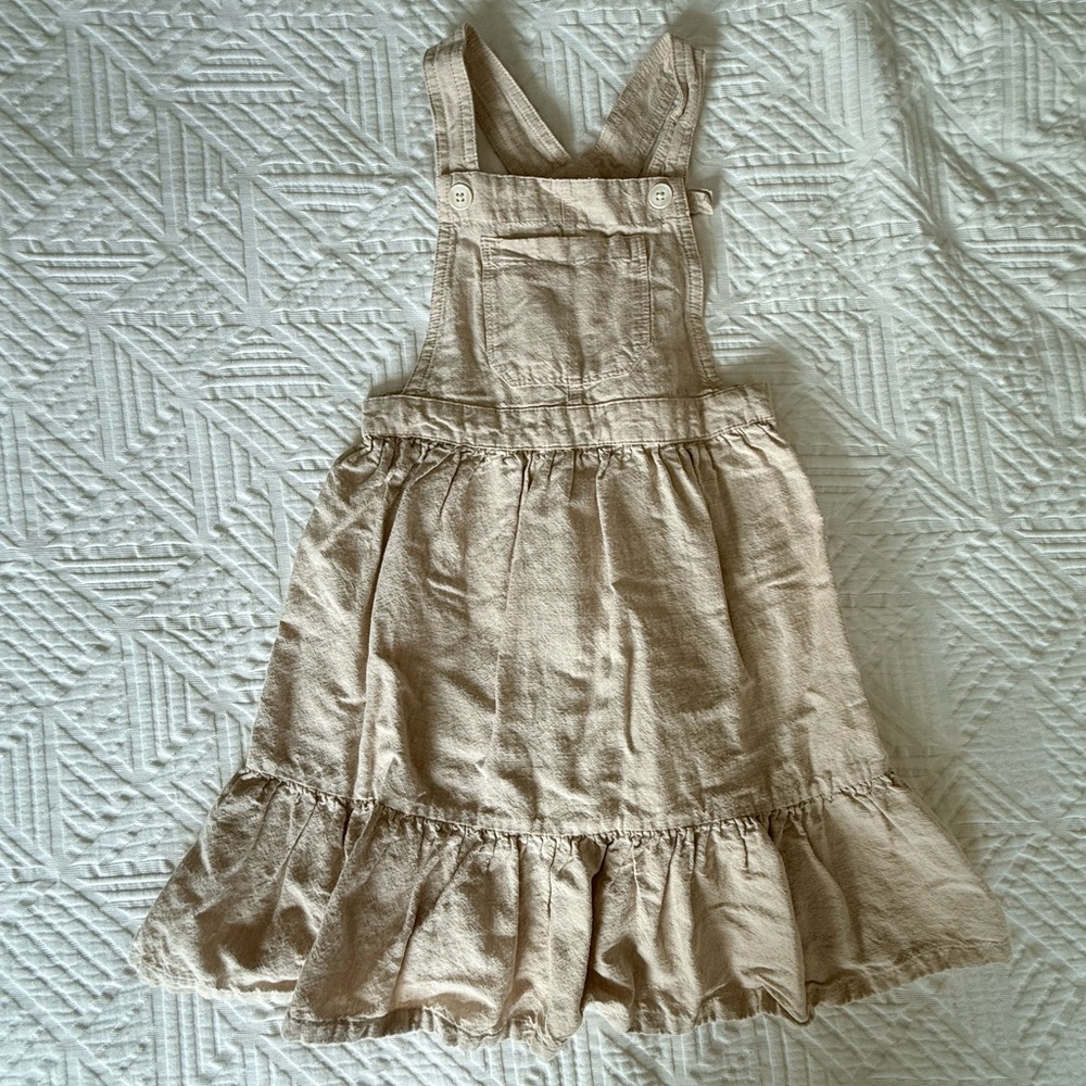 Old Navy Girls Cream Tiered Overall Dress
